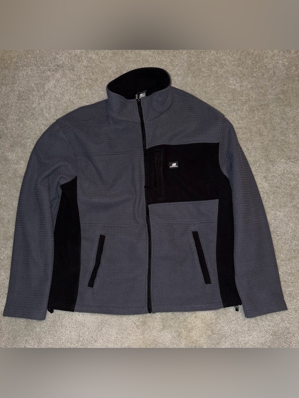 Men’s New Balance Fleece Zip Up Sweater Jacket Grayish Blue/Black Large